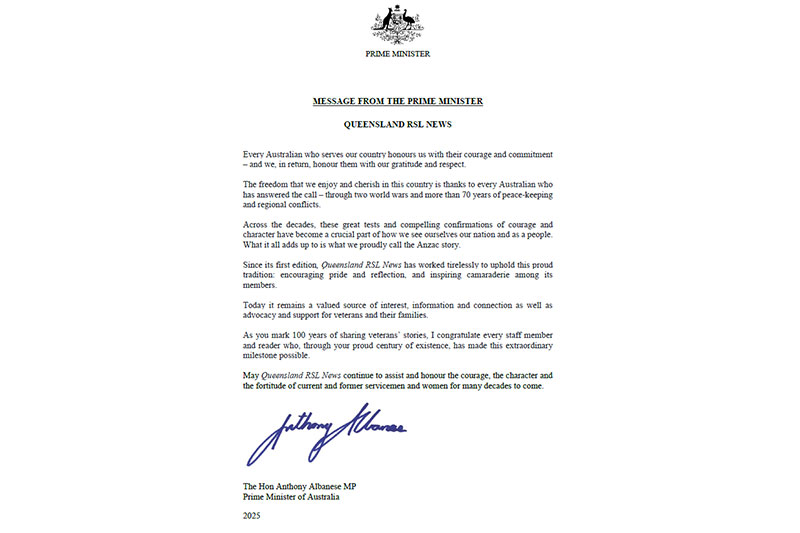 msg from Australian PM in 2025