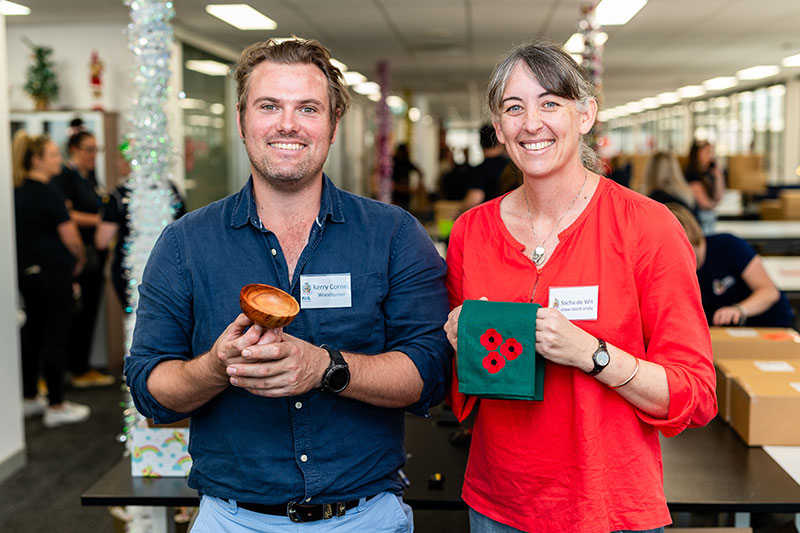 Veterans Kerry Corney and Sacha de Wit with their products.