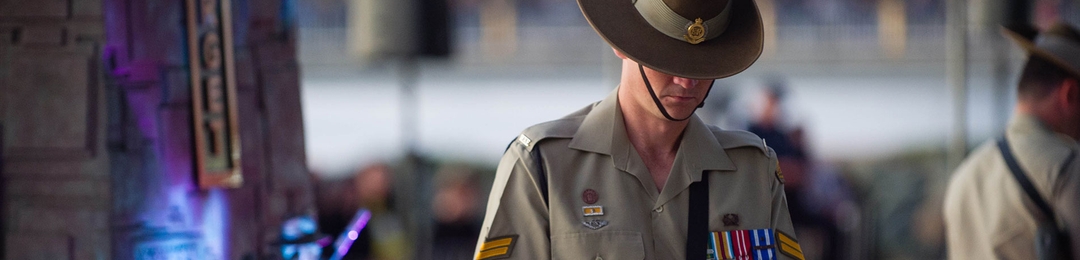 Australian Army soldier standing at a dawn service